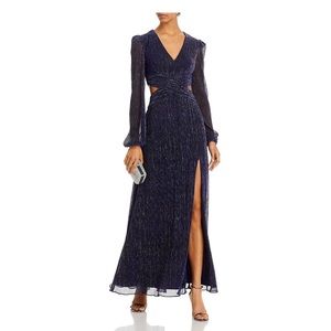 Aqua cutout metallic gown